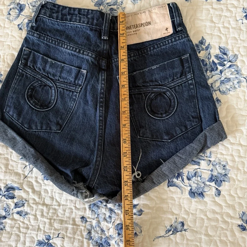 One Teaspoon Women's Bandits Dark‎ Blue Denim Shorts Sz 22 Embroidered Custom